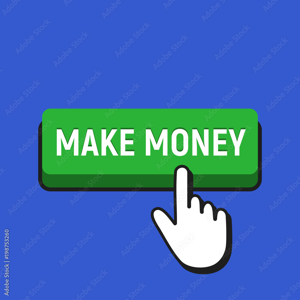 Hand Mouse Cursor Clicks the Make Money Button. Hand Mouse Cursor Clicks the Make Money Button.