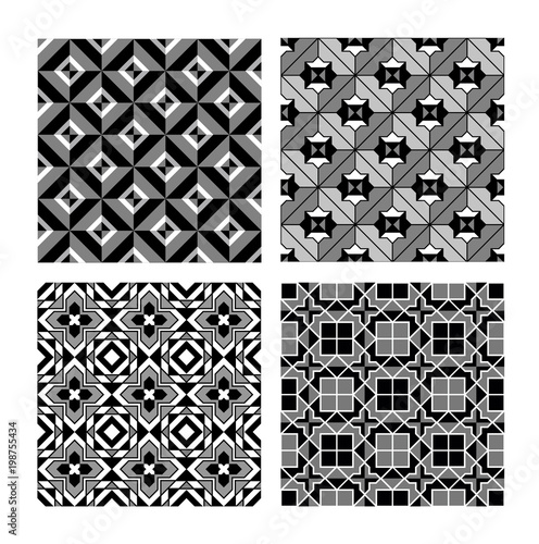 monochrome seamless patterns set. abstract vector background.