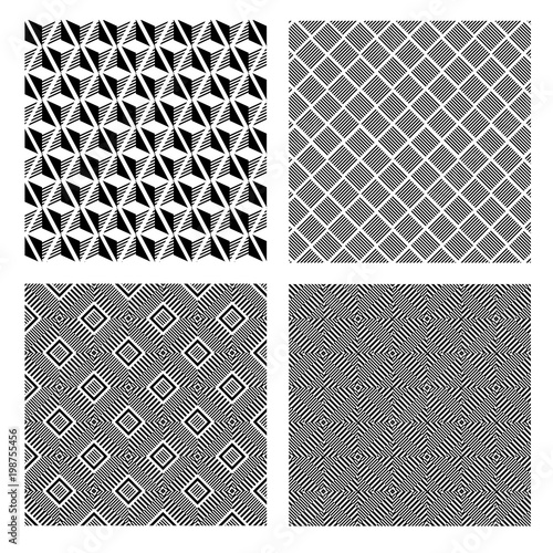 monochrome seamless patterns set. abstract vector background. photo