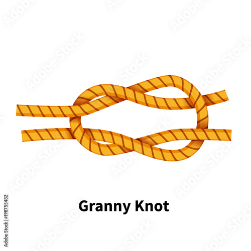 Granny sea knot. Bright colorful how-to guide on white