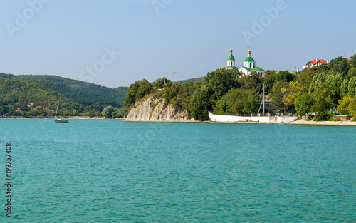 Lake Abrau Durso with azure water, Russia. photo