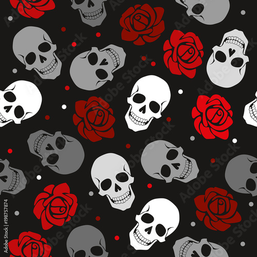 The unadorned pattern of the skull and roses