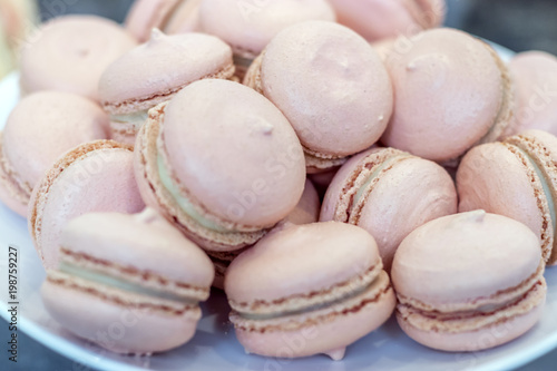 Tasty and beautiful pink dessert of France
