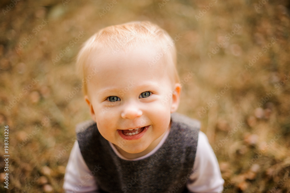 Portrait of a beautiful and cute smiling blonde baby Portrait of a beautiful and cute smiling blonde baby