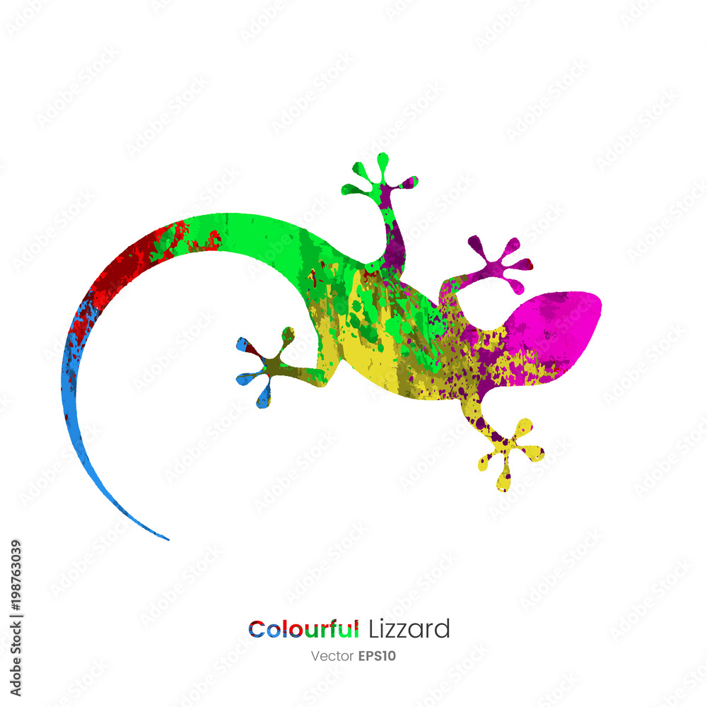 Naklejka premium Kolorowe ikony zwierząt - jaszczurka