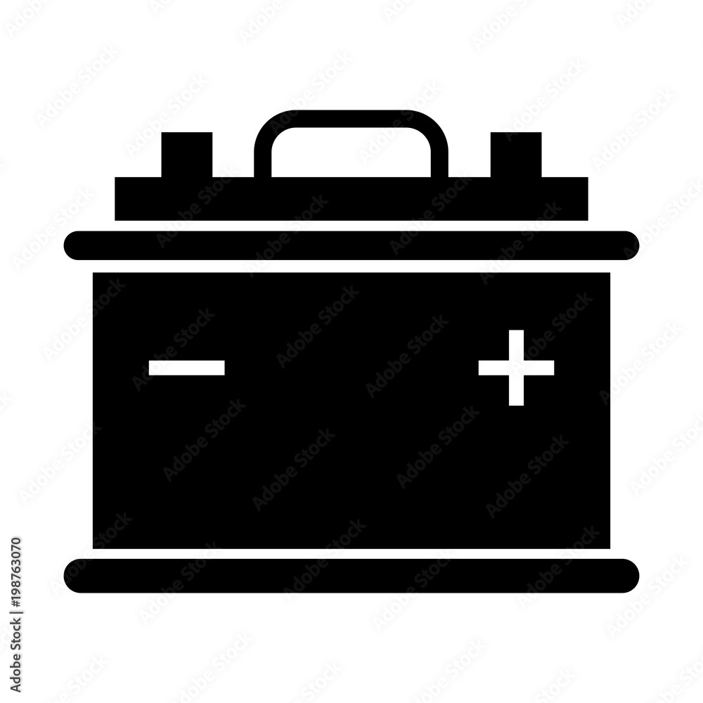 Simple, black, flat accumulator icon. Black silhouette, isolated on white