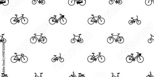 bicycle Seamless Pattern vector cycling isolated vintage wallpaper background illustration graphic white