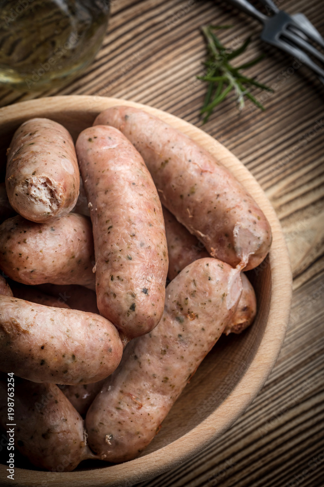 Boiled white sausage.