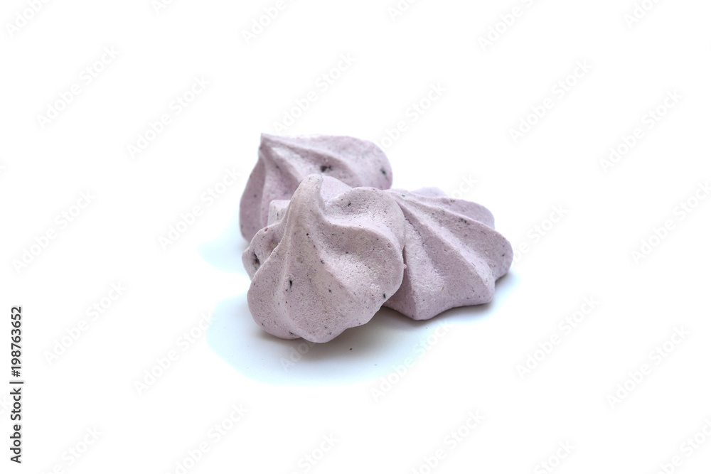 Meringue of blueberries isolated on white background Meringue of blueberries isolated on white background