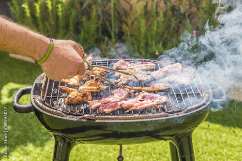 barbecue meat in summer