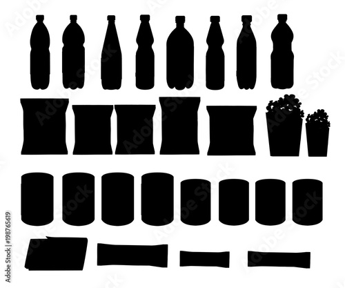 Vending machine product items set. Vector flat illustration. Food and drinks design elements isolated on white background. Fast food snacks and drinks flat icons. Snack pack set stock vector design