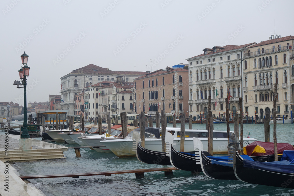 Gondolas on canal in Venice