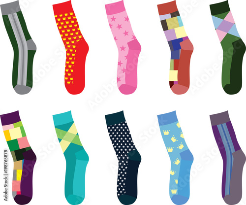 Colorful set of socks. vector illustration
