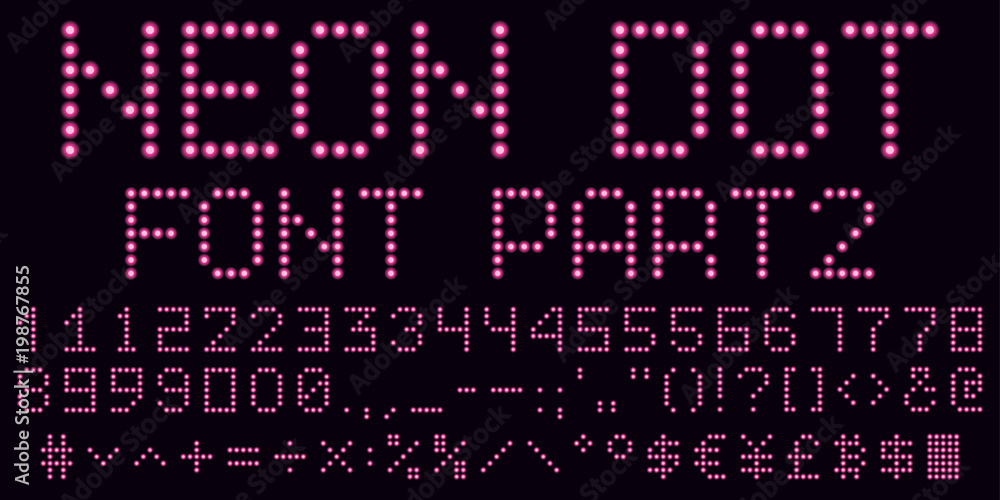 Neon dot font in pink, part 2 Neon dot font in pink, part 2