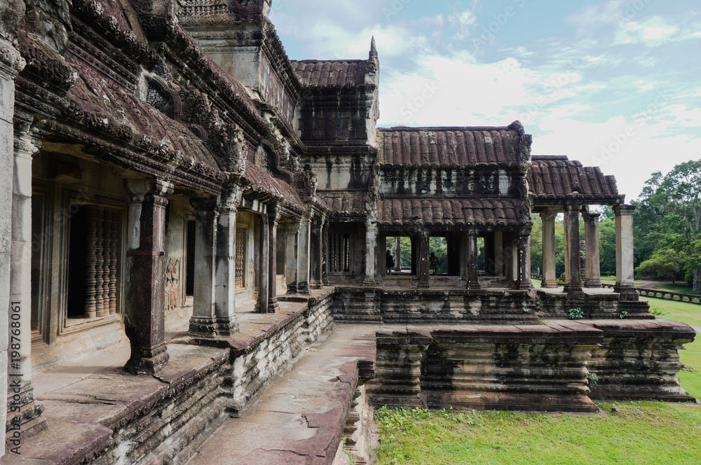 Siem Reap, Cambodia - August 06, 2016:The Angkor Wat Temple in Siem Reap Cambodia, The Angkor Wat is an UNESCO World Herutage site since 1992. Famous for it's construction process and carving murals.