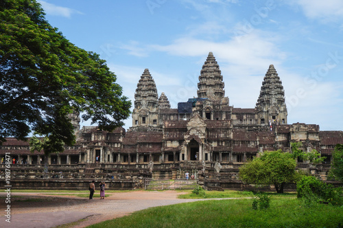 Siem Reap, Cambodia - August 06, 2016:The Angkor Wat Temple in Siem Reap Cambodia, The Angkor Wat is an UNESCO World Herutage site since 1992. Famous for it's construction process and carving murals.