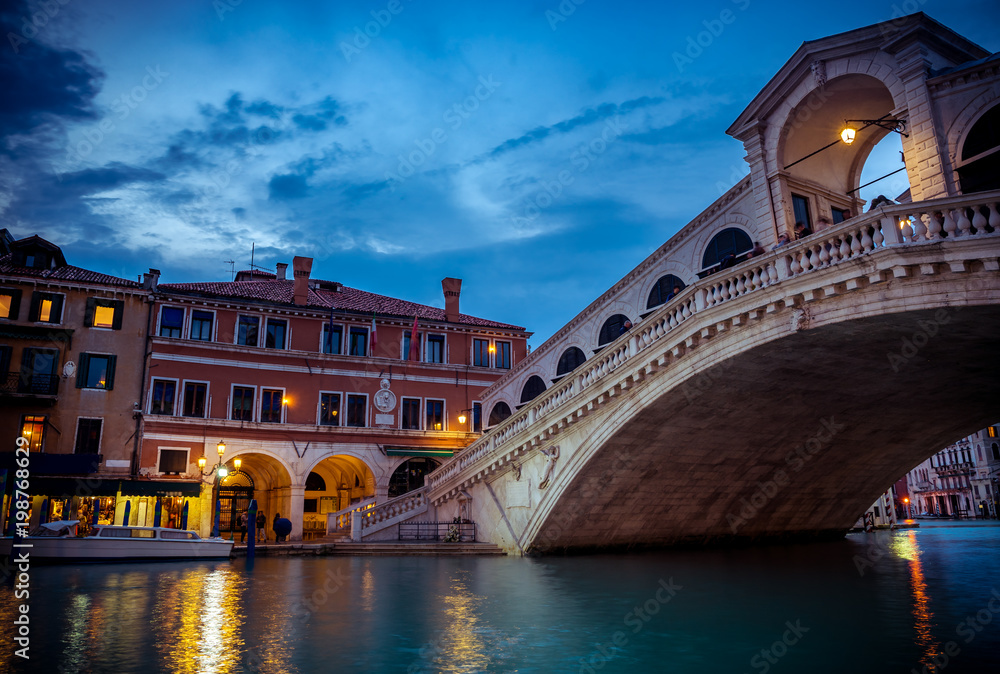 Rialto Bridge at dusk, Venice, Italy