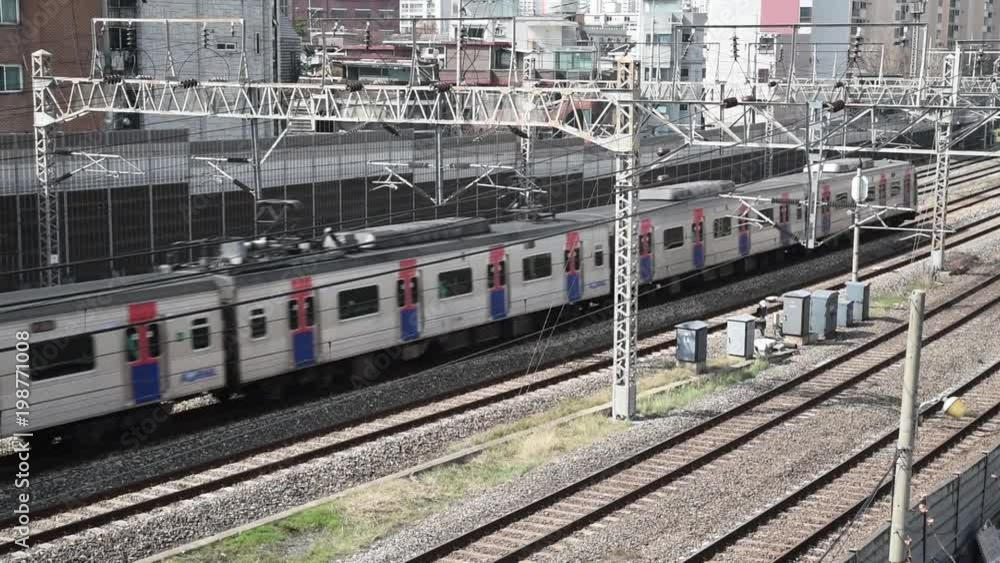 Trains passing on Rails, in Seoul City ,South Korea. Trains passing on Rails, in Seoul City ,South Korea.