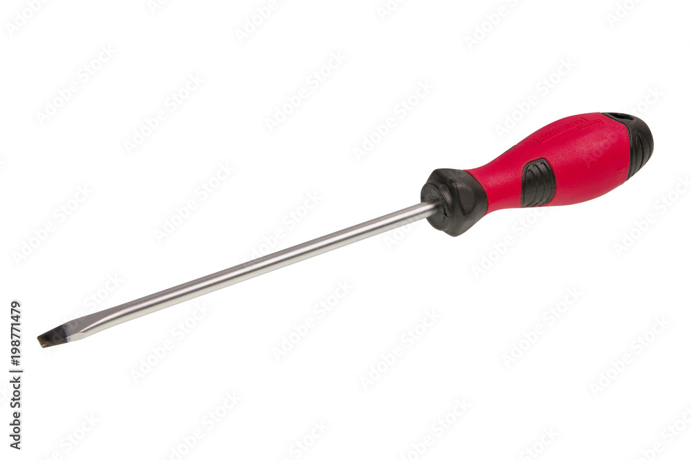 Red black screwdriver on a white background Red black screwdriver on a white background