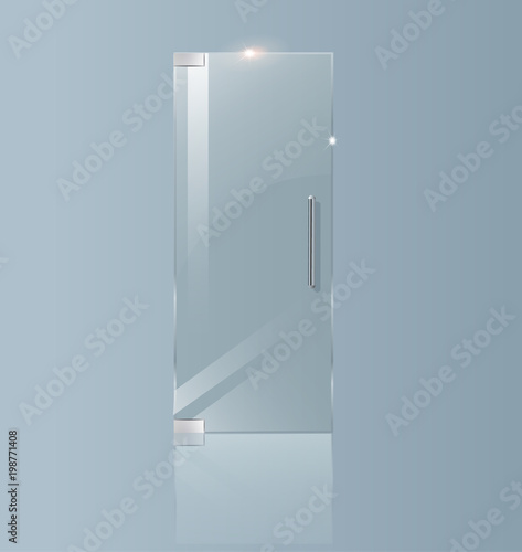 Modern glass doors. Transparent concepts for architectural projects. Vector Graphics illustration.