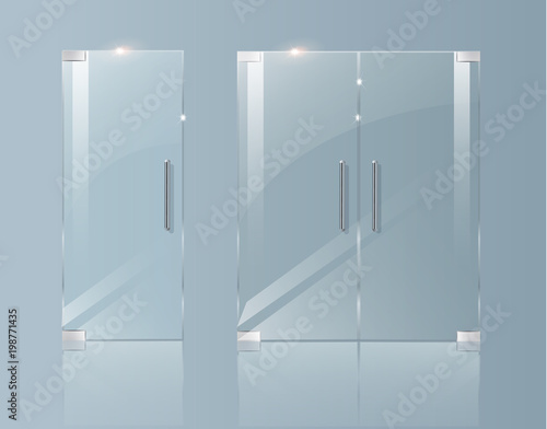 Glass doors, in a boutique office or shop. Vector illustration for architect projects.