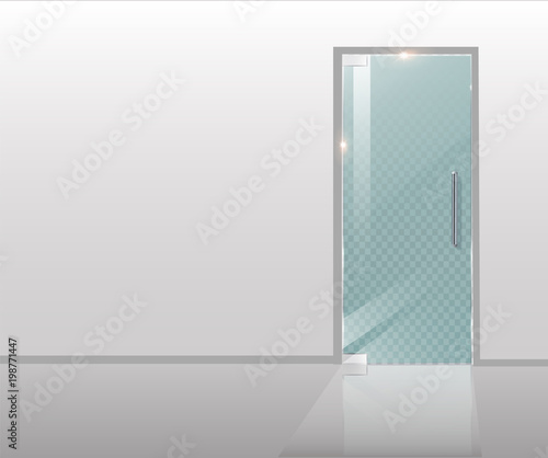 modern glass door is a tree and transparent glass for architectural projects and building drawings.