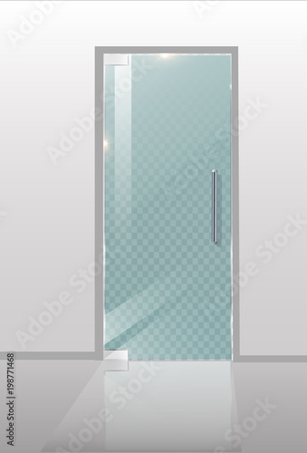 Modern glass doors. Transparent concepts for architectural projects. Vector Graphics illustration.