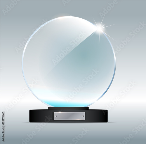 Circle Glass Trophy Award. Vector illustration isolated on grey background
