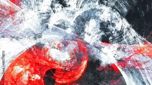 Abstract red and white grunge motion composition. Modern bright futuristic dynamic background. Fractal art for creative graphic design