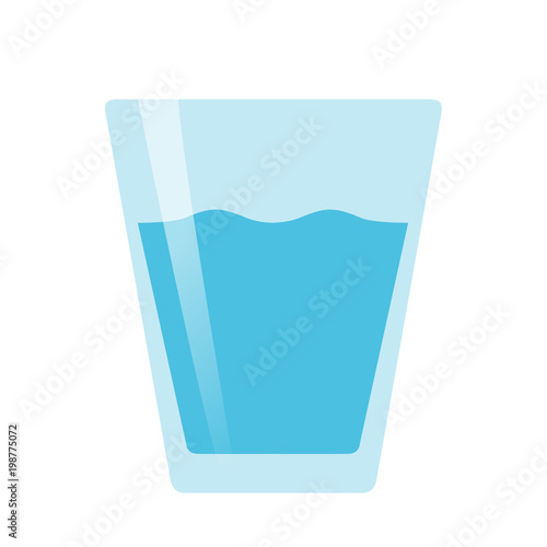 Glass of water flat vector on white background isolated