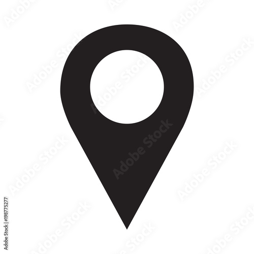 Pin map icon flat vector silhouette isolated