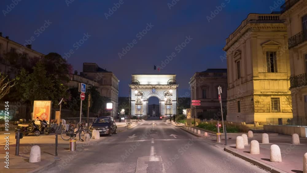Timelapse of Foch street and Porte Du Peyrou Timelapse of Foch street and Porte Du Peyrou