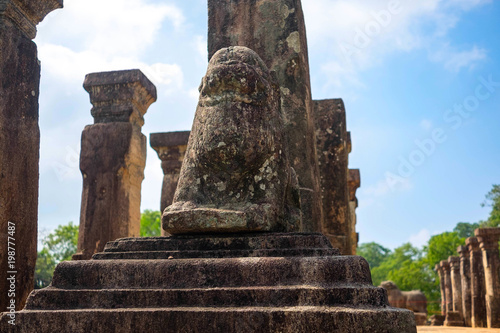 Beautiful lions statue, Ancient ruins Sri Lanka, Unesco ancient city Polonnaruwa, Sri Lanka photo