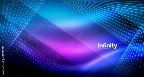 Shiny straight lines on dark background, techno digital modern template