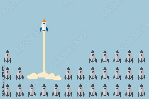 Think differently - Being different, taking risky, move for success in life -The graphic of rocket also represents the concept of courage, enterprise, confidence, belief, fearless, daring,