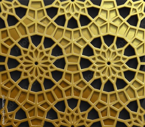 islamic oriental patterns  Seamless arabic geometric ornament collection. Vector traditional muslim background. east culture  indian heritage  arabesque  persian motif  3D. Ramadan kareem. Gold