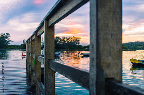 by the river