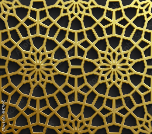 islamic oriental patterns  Seamless arabic geometric ornament collection. Vector traditional muslim background. east culture  indian heritage  arabesque  persian motif  3D. Ramadan kareem. Gold