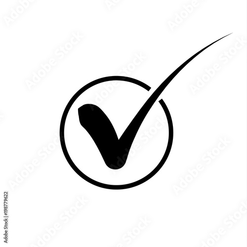 Black check mark icon isolated on white background. 