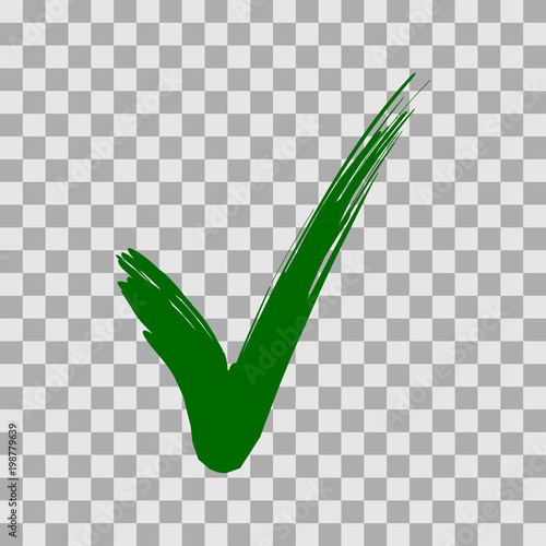 Green check mark isolated on transparent background. 
