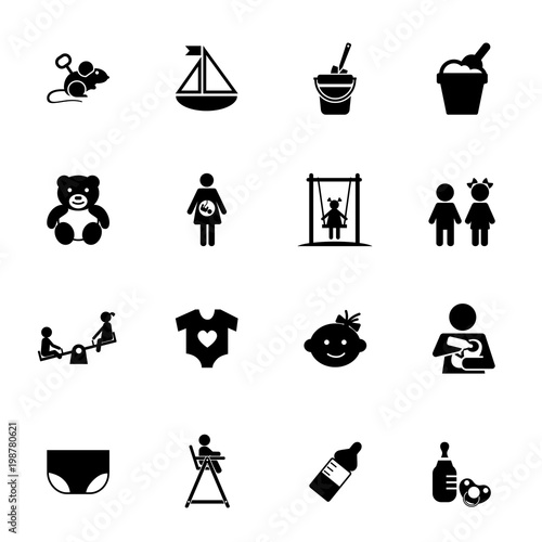 Childhood icon set. Can be used for topics like kid, babyhood, toy, carefree, kindergarten