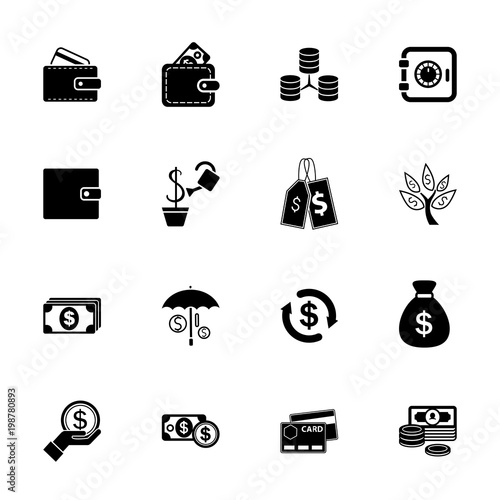 Money icon set. Can be used for topics like salary, savings, banking, earning money, investment