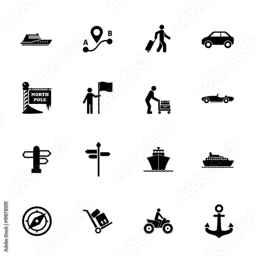 Trip icon set. Can be used for topics like journey, travel, transportation, tour