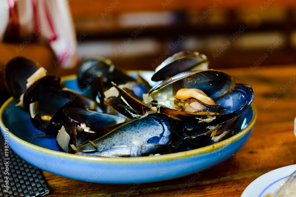 Closeup on Mussles Shells, abstract foody background Closeup on Mussles Shells, abstract foody background
