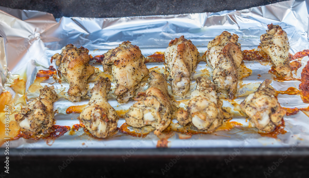 Baked Lemon Pepper Chicken Drumettes: Delicious baked lemon pepper chicken drumettes fresh out of the oven.