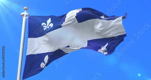 Flag of canadian region of Quebec, province of Canada - loop photo