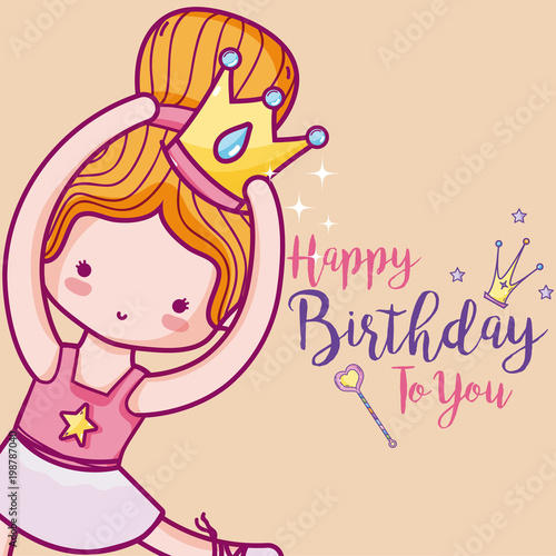 Happy birthday with cute ballet dancer card