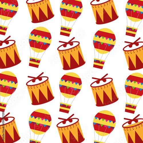 carnival drums and balloons air hot pattern