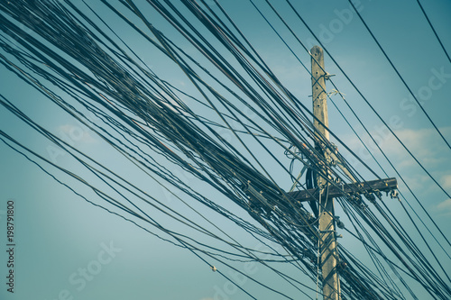 Electric wire on the power poles.