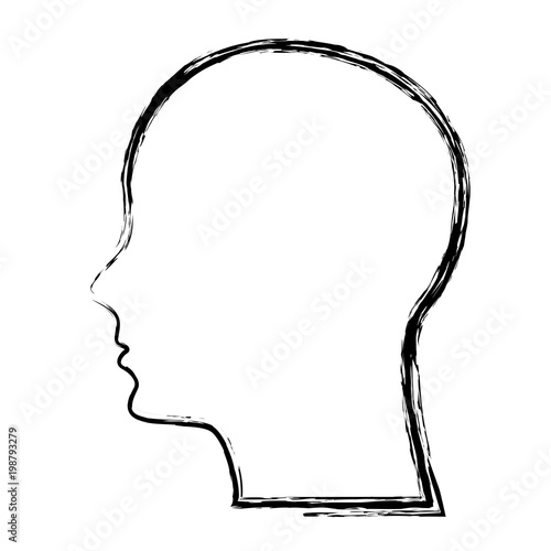 sketched silhouette human head male character
